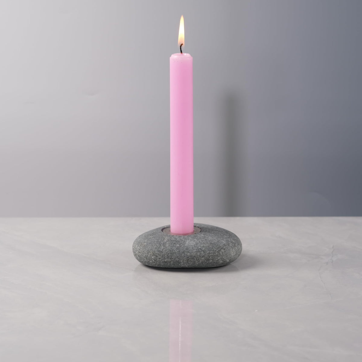 ICNBUYS Handmade Natural Pebble Taper Candle Holder Handcrafted Taper Candle Holder for Altar, Mantle, Desk, Table, Shelf
