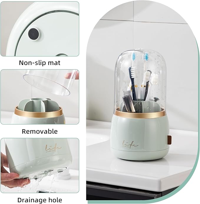 Toothbrush Holders for Bathrooms, Rotating 7 Slots Electric Toothbrush Holders