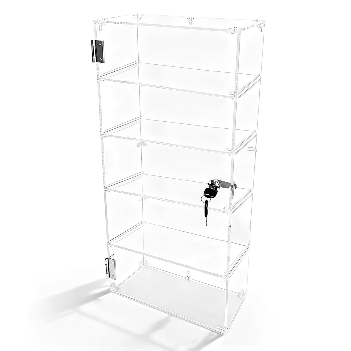 5 Shelf Acrylic Display Case with Lock,Clear Acrylic Box,Retail Display Case for Collectibles,Used to Store Collectibles, Jewelry, valuables, etc.-Safe and Orderly. (Transparent, Layer 5)