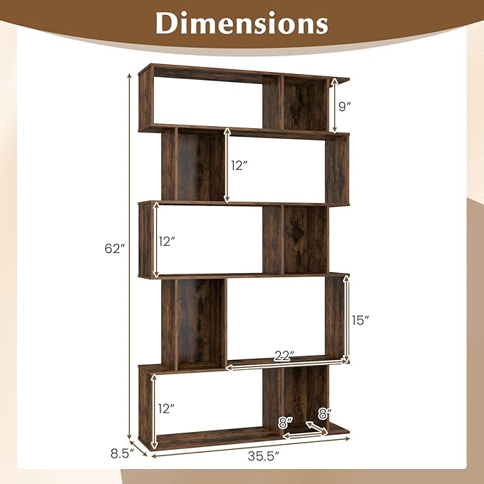 Giantex 5-Tier Bookshelves Set of 2, 10-Cube Geometric Bookcase