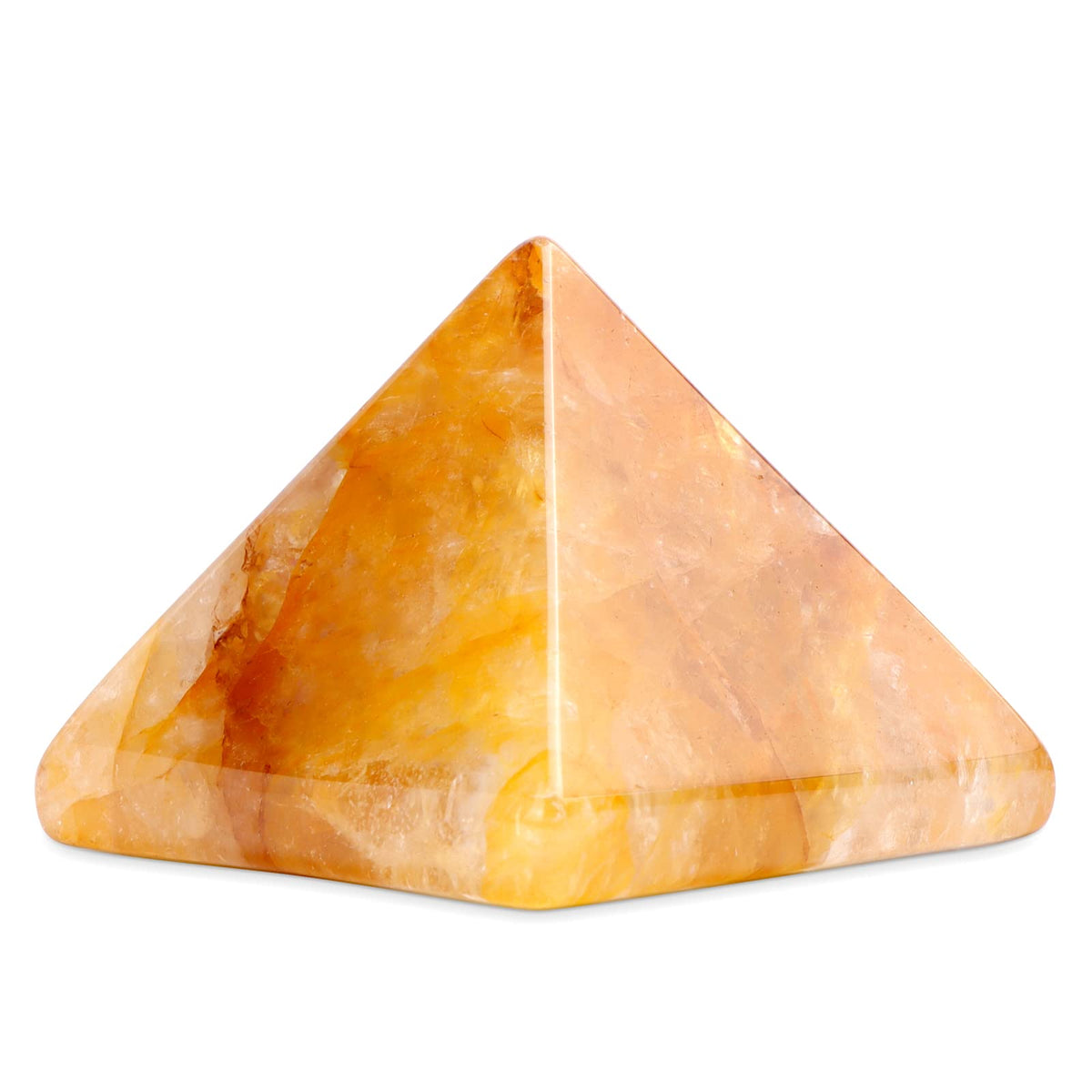 1.6"Citrine Crystal Pyramid Stone Hand Carved Gem Pyramid Healing Statue
