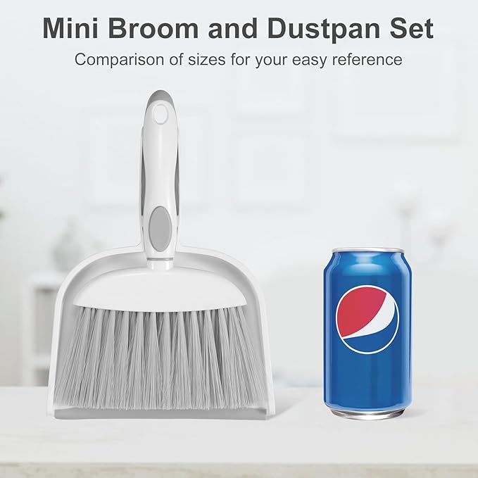 NACENA Small Dust Pan and Brush Set, Mini Broom and Dustpan Set Small Hand