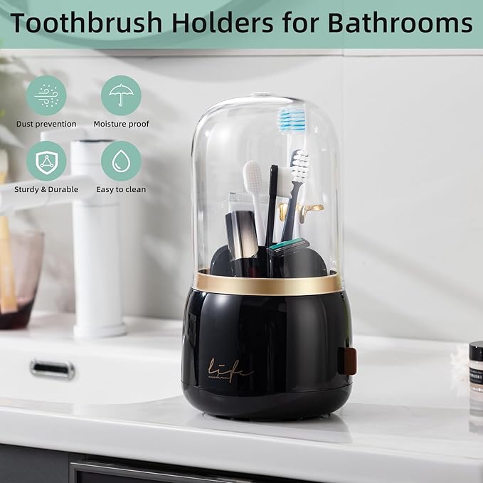 Toothbrush Holders for Bathrooms, Rotating 7 Slots Electric Toothbrush Holders