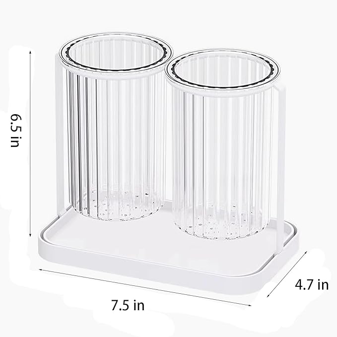 Toothbrush Holders with Drain Tray, 2 Slots Hanging Toothbrush and Toothpaste