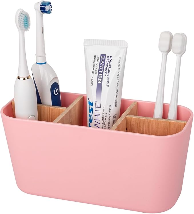Toothbrush Holders for Bathrooms, Bamboo Tooth Brush Holder