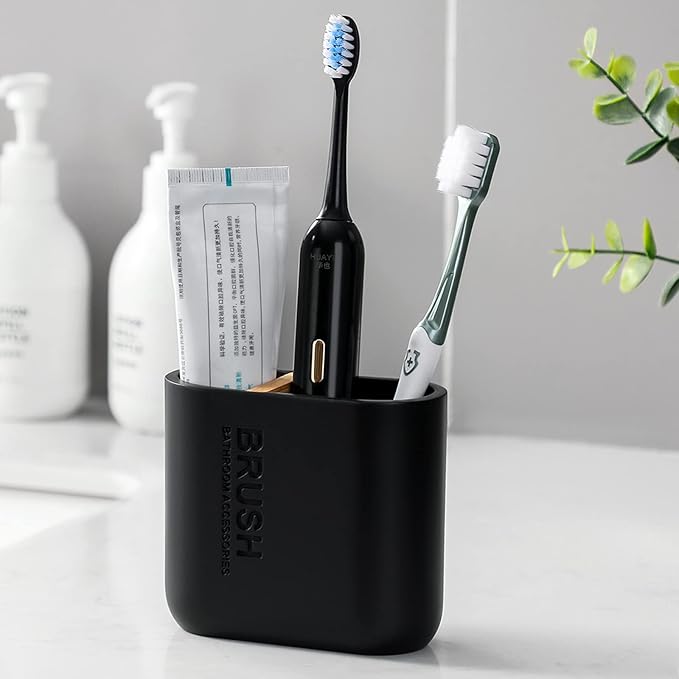 rejomiik Toothbrush Holders Resin Bamboo Tooth Brushing Holder