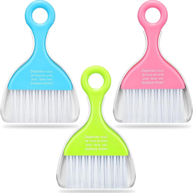 CHENGU 3 Pcs Mini Dustpan Set Brush