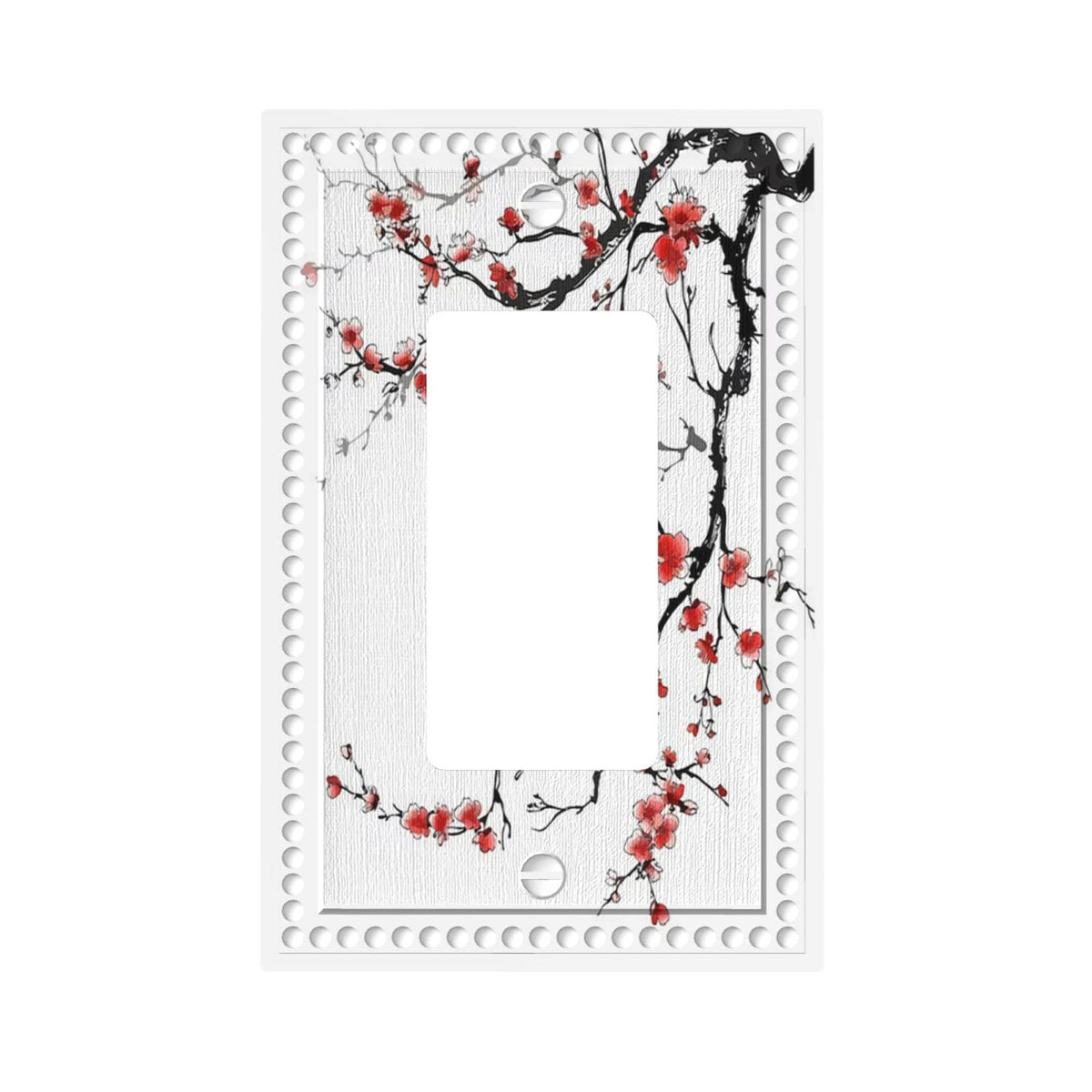 Cherry Blossom 1 Gang Rocker/GFCI Outlet Light Switch Wall Plate Cover Faceplate Decorative Faceplate Chinese Traditional Antique Ink Painting Art Plum Floral Bathroom Home Living Room Bedroom Decor