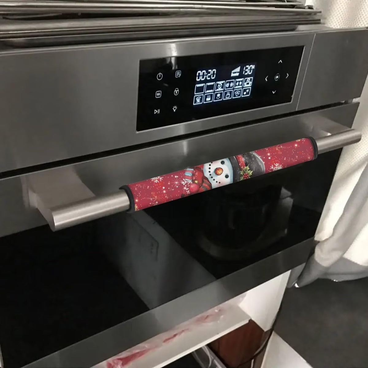 HUISEFOR Christmas 4 Pcs Refrigerator Door Handle Covers Kitchen Appliance Decor Handles Easy to Install Kitchen Appliance Handle Covers for Microwave Oven Stove Gift for Holiday