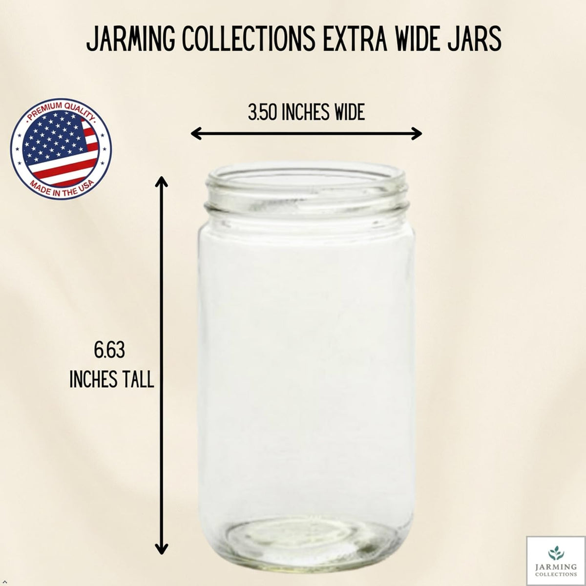 JARMING COLLECTIONS 32oz Extra Wide Mouth Glass Storage Jar with BPA-Free Plastic Lid – Quart Size Airtight Mason Jar for Kitchen, Pantry, and Food Storage (Set of 2)