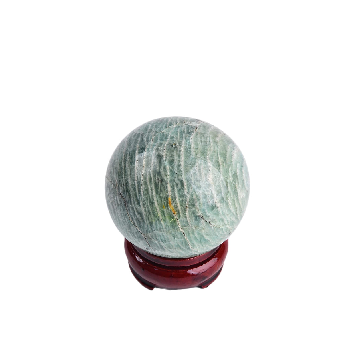 JIC Gem Natural Amazonite Crystal Ball with Wood Stand Gemstone Sphere,Polished Healing Energy Mineral Gemstone Balls for Reiki Chakra Decoration Fengshui (50-60mm)