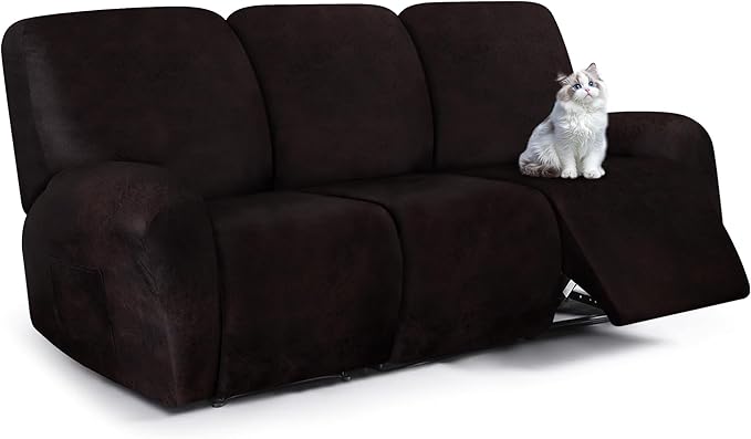ANARACHON Leather Look Recliner Couch Cover, 8-Pieces Stretch Recliner Sofa
