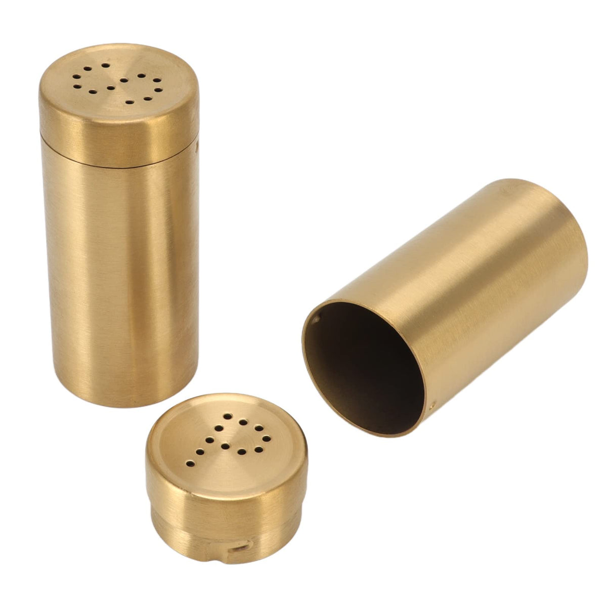 Stainless Steel Gold Spice Jars - 2 Pcs Rustproof Screw Top Seasoning Shaker Bottle for Salt, Sugar, Pepper, Paprika