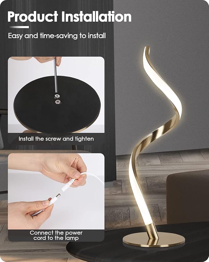 Yarra-Decor Modern Spiral Bedside Lamp