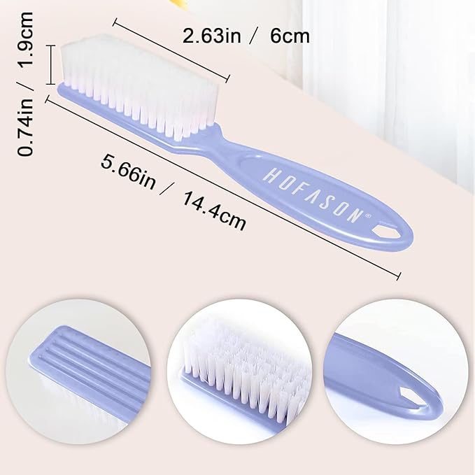 HOFASON 6 Pack Nail Brush for Cleaning Fingernails, Nail Brush Handle Grip