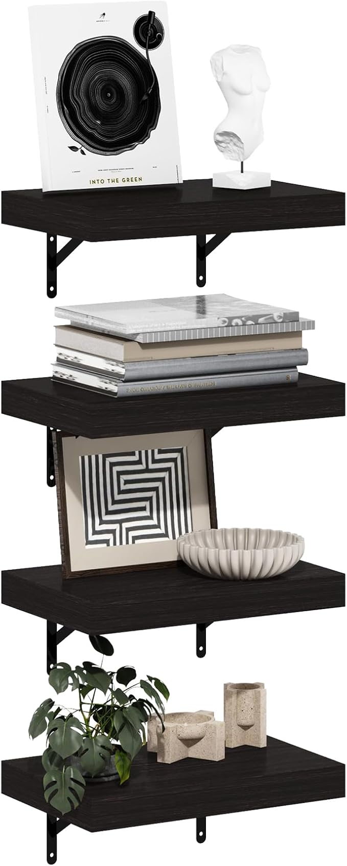Furinno Tanna Floating Shelves for Wall Set of 4, 15-Inch Wall Shelf, Triple