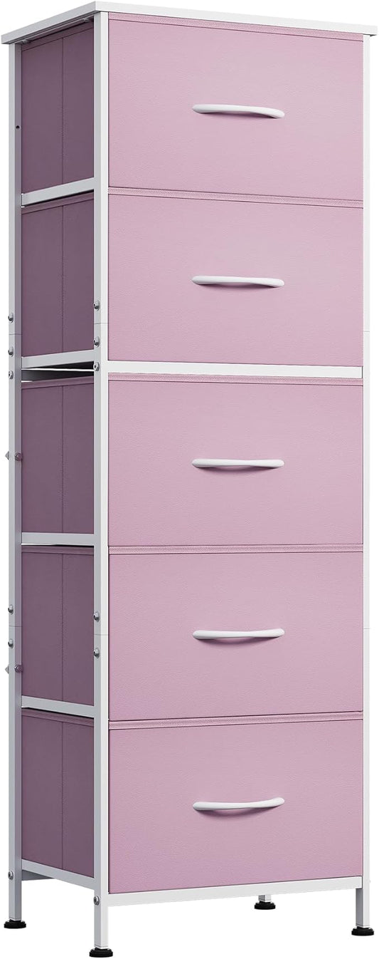 WLIVE Fabric Dresser for Bedroom, 5-Drawer Tall Dressers, Storage Organizer