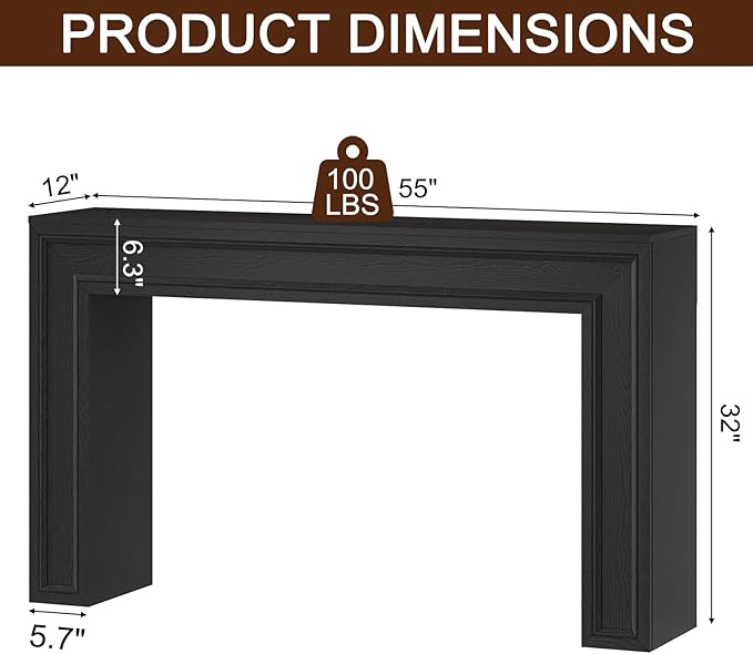 Rresyet 55 Inch Long Console Table, Sofa Table Behind Couch, Entryway Table