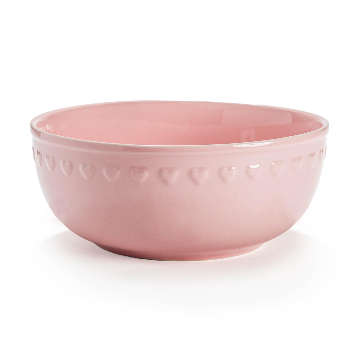 Paris Hilton Ceramic Serving Bowl, Iconic Stoneware with Heart Detailing, Microwave & Dishwasher Safe, 10-Cup Capacity, 9.25 Inch Diameter, Pink