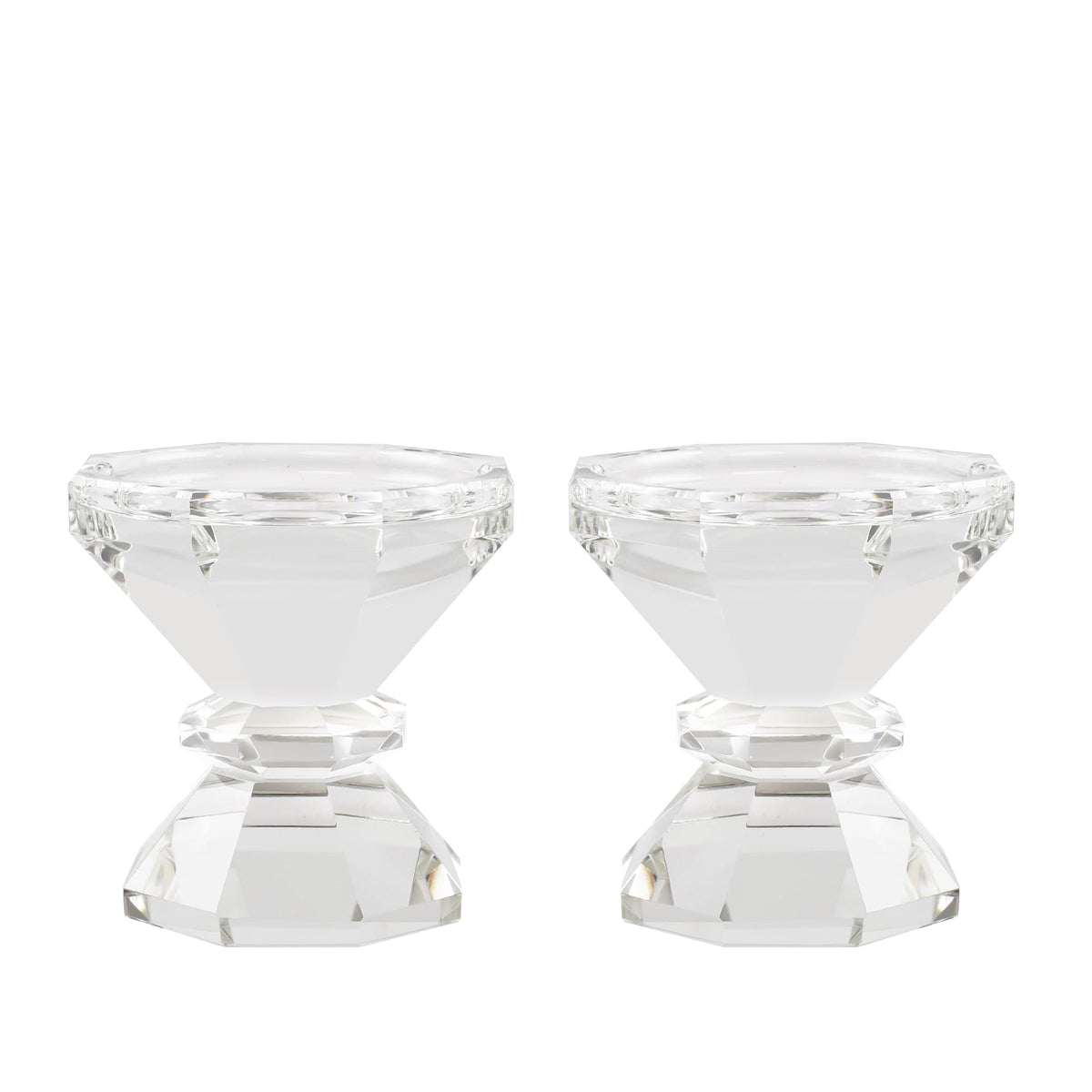 Marvala Crystal Candle Holders, Pillar Candlestick Set of 2, Modern Elegant Tall Crystal Candlesticks for Wedding Centerpieces, Christmas, Dining Table, Home, Party Decor