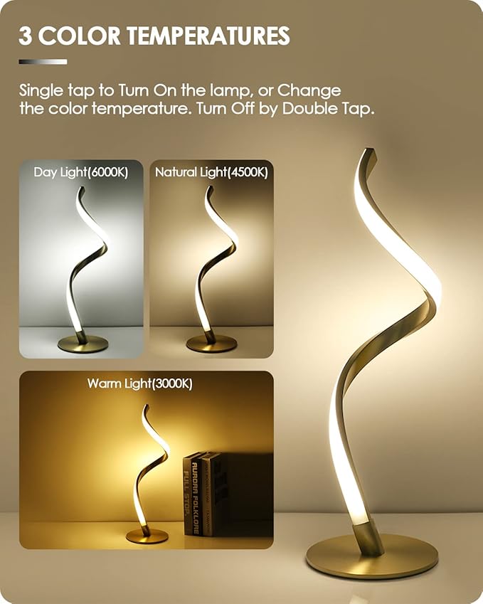Yarra-Decor Modern Spiral Bedside Lamp