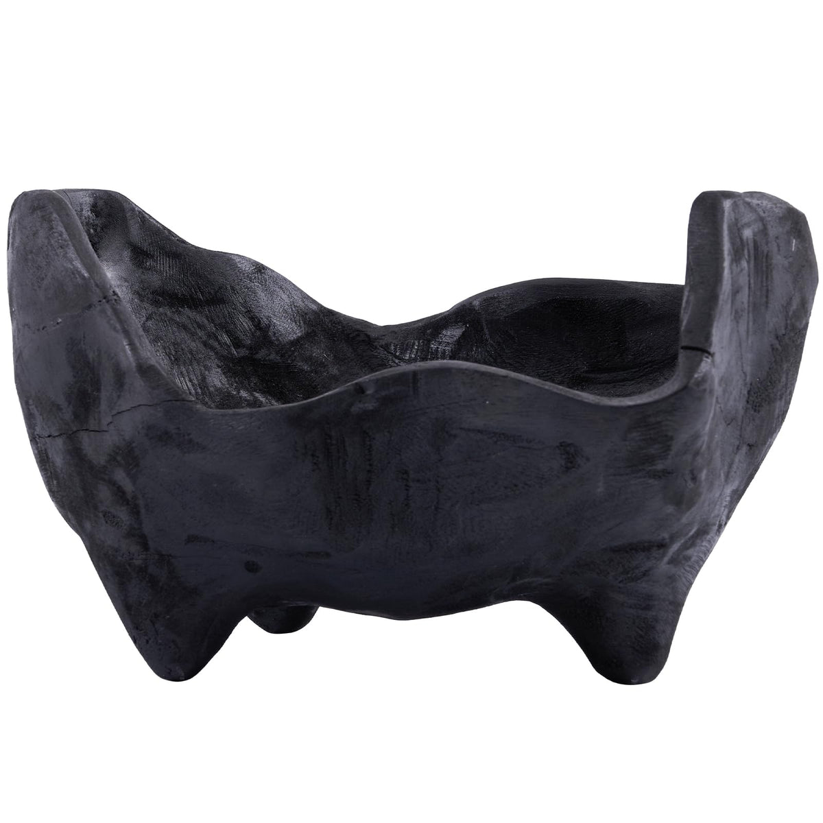 DN DECONATION Oak Wood Black Decorative Bowl-9.25x5.51 Inch Small Bowl for Entryway Key, Fruit, Candy with feet, Boho Farmhouse Home Decor for Dining Room, Coffee Table Centerpiece