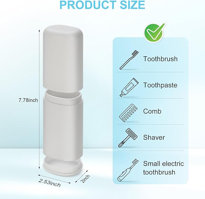 Travel Toothbrush and Toothpaste Case, 2 in 1 Gray Toothbrush Holder and Rinse