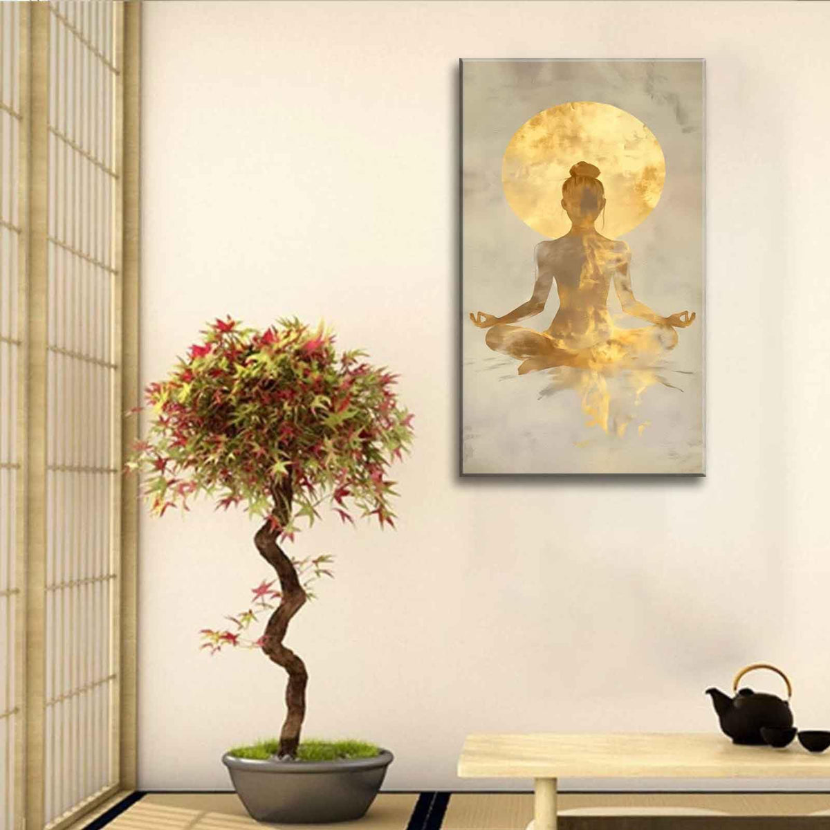 Large Zen Canvas Wall Art Modern Abstract Yoga Gold Meditation Decor Picture Tranquil Aesthetic Spa Posters Prints for Bathroom Spiritual Living Room Girl Bedroom Decoration