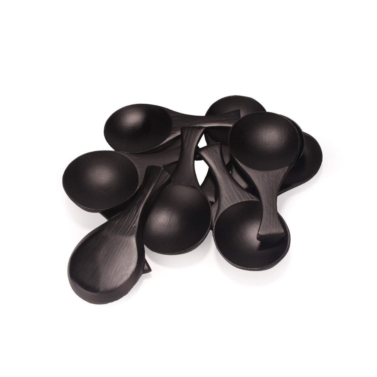 BambooMN - 3.5" Small Solid Bamboo Round Scoop - Black - 10pcs