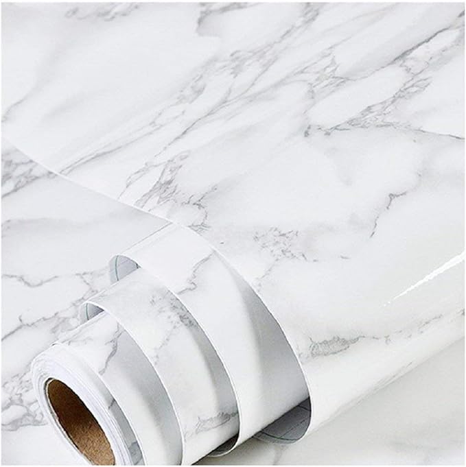 practicalWs Marble Contact Paper Peel and Stick, 15.7inch×118.1inch White Gray