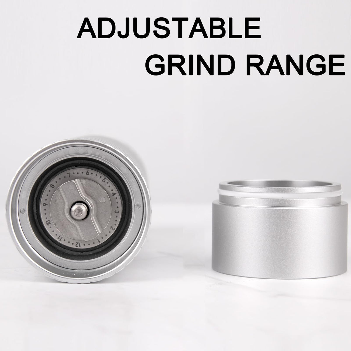 Homnoble Professional Grade Salt Mill, Heavy Duty Refillable Aluminum Manual Salt Mill with Adjustable Coarseness and Ceramic Blade