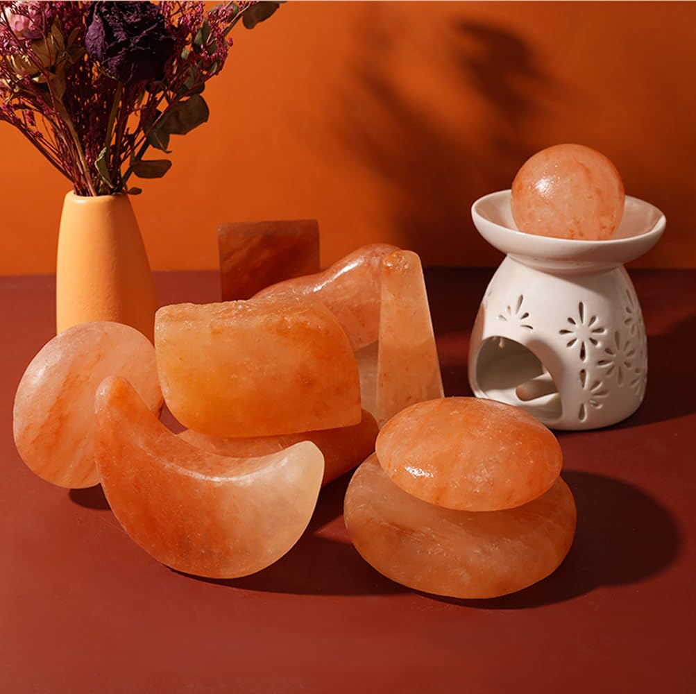 QYLHH 2 Pcs Himalayan Salt Hot Massage Stones Cold Stones Set Warm Rocks Kit for Facial SPA 3.14 * 3.14in