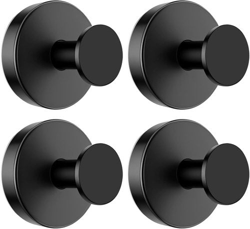BKV Suction Cup Hooks - Removable Shower Hooks for Glass Windows | 4 Pack (Black) - Ideal for Bathrooms