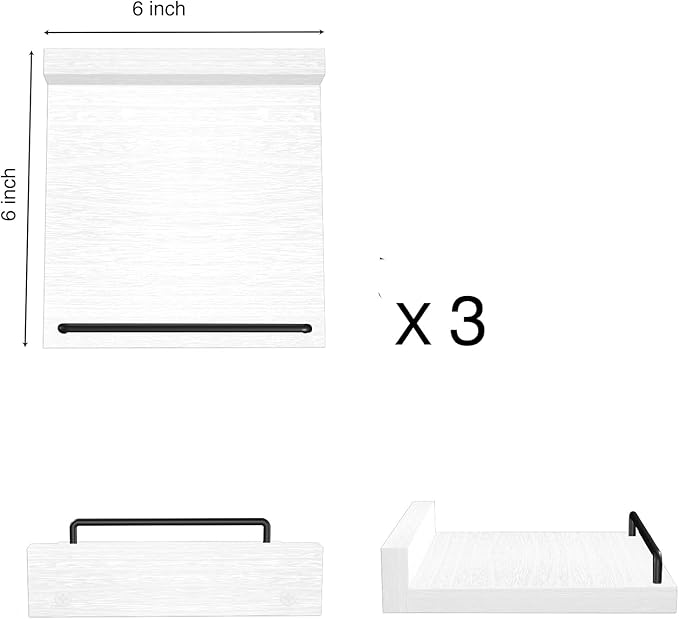 RYOFOBETTO Small Floating Shelf, 6 X 6 Inches Farmhouse Wall Shelves