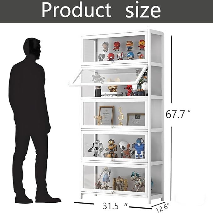 Display Cabinet with Acrylic Door, 5-Tier Curio Display Cabinet, Display Case