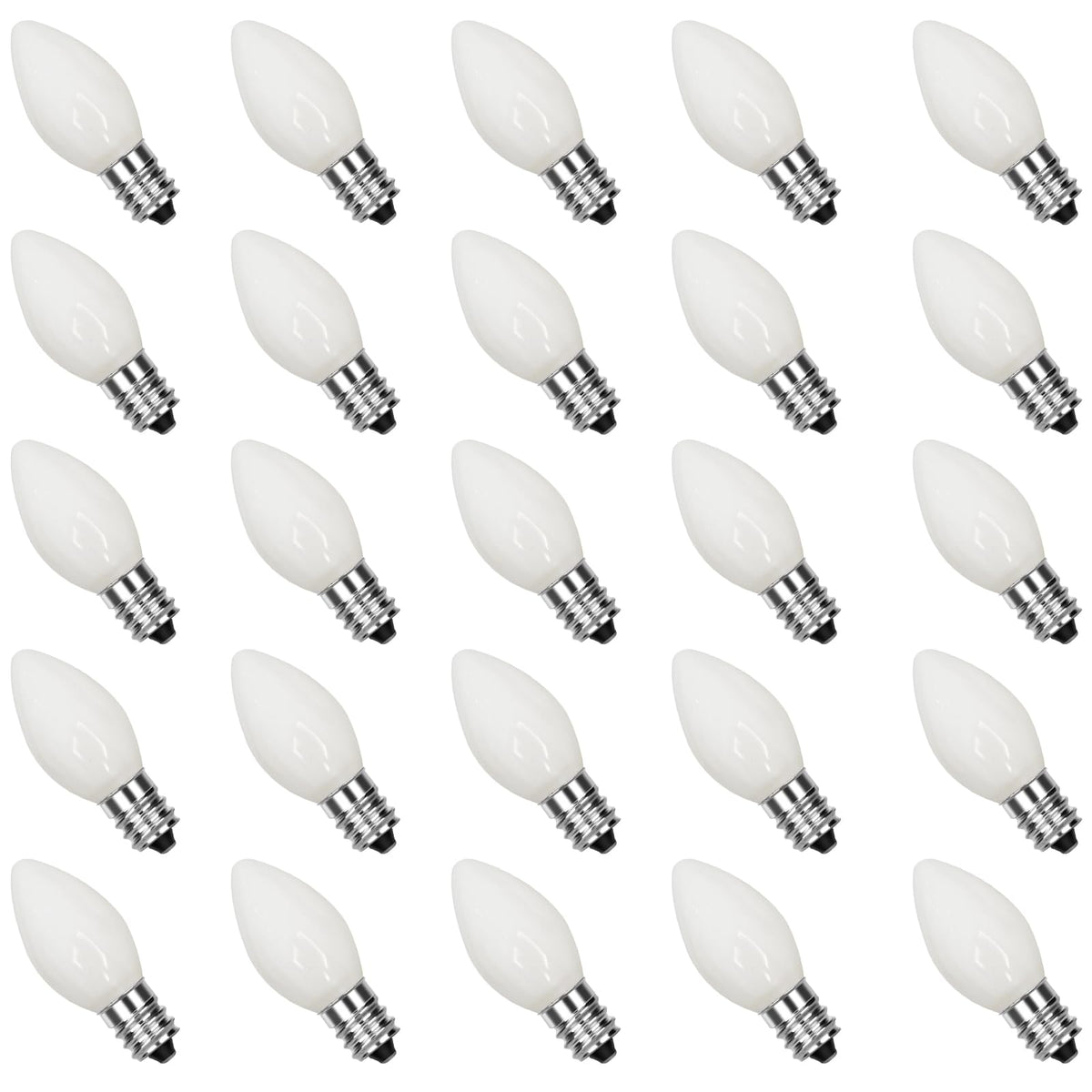 GOOTHY 25 Pack C7 LED White Christmas Replacement Bulbs, 0.6W C7 LED Replacement Light Bulbs for Christmas Outdoor Patio String Lights, Candles, E12 Candelabra Base Night Light Bulbs, Saving Enengy