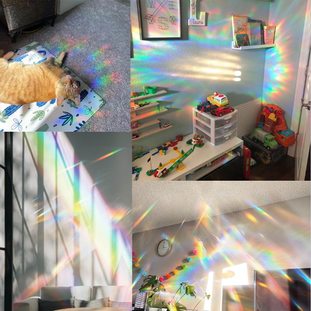 zhuoyaju Acrylic Suncatcher Window Hanging, Cross Sun Catcher Rainbow Indoor Window Decoration for Living Room Bedroom, Summer Home Balcony Ornaments Deco, 7.87 x 7.87 inches