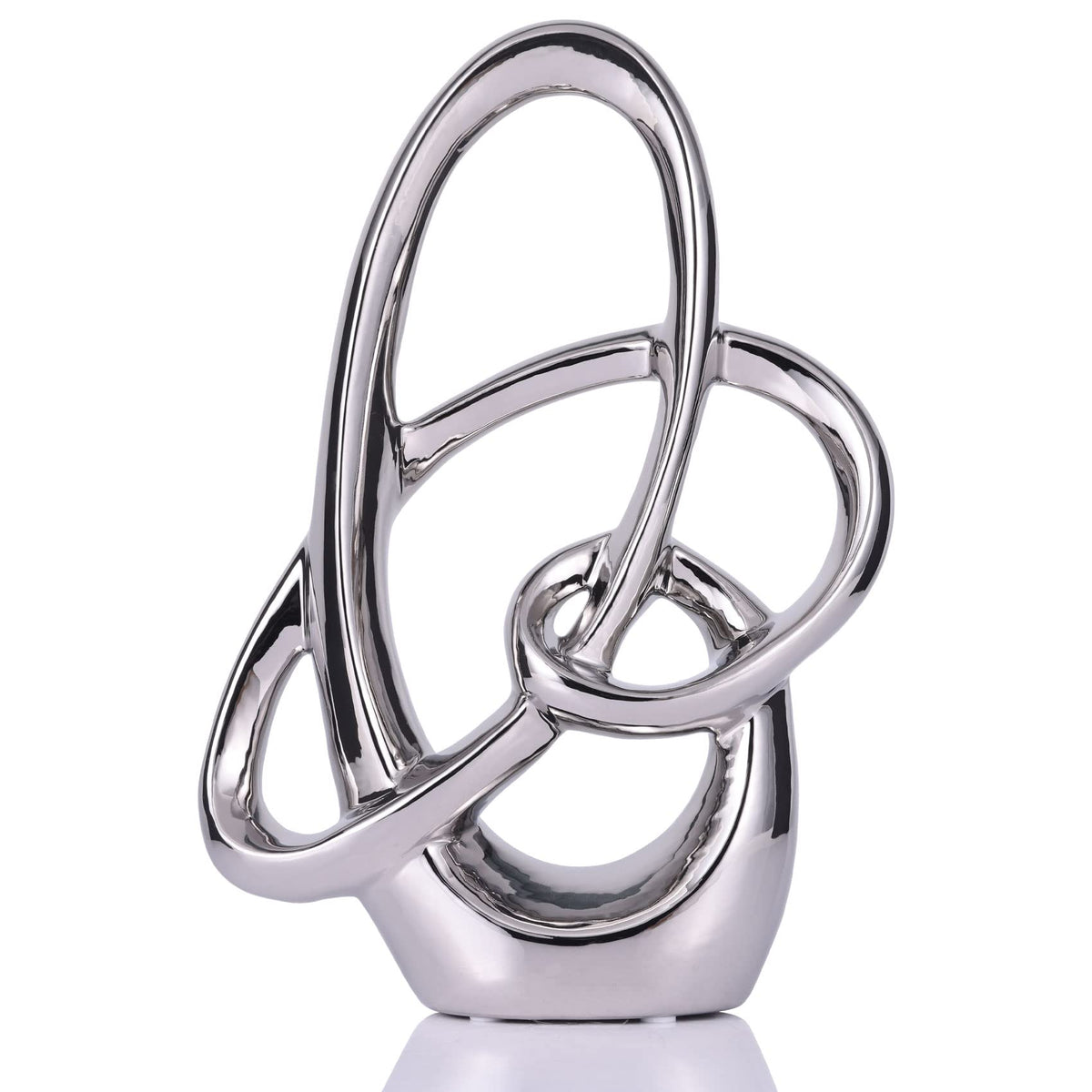 Modern Silver Decor Ceramic Statue - Abstract Home Accent & Tabletop Figurine for Living Room, Bedroom, Bathroom, Office, Shelf, Mantel - Wedding, Coffee Table, Dining Room Centerpiece Decoration