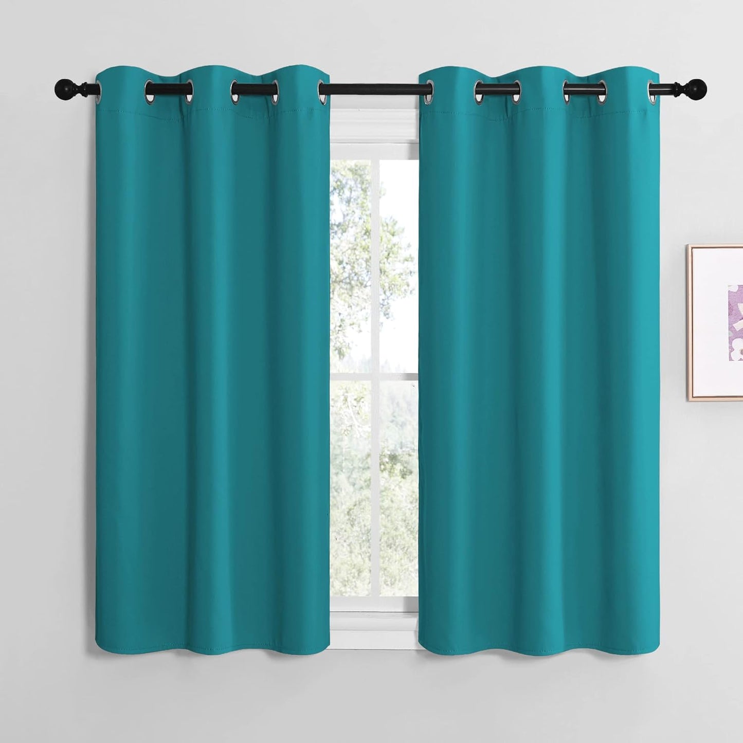 NICETOWN Blackout Curtains - Thermal Insulated Room Darkening Panels | 48-Inch Length, Peacock Teal (2 Pieces)