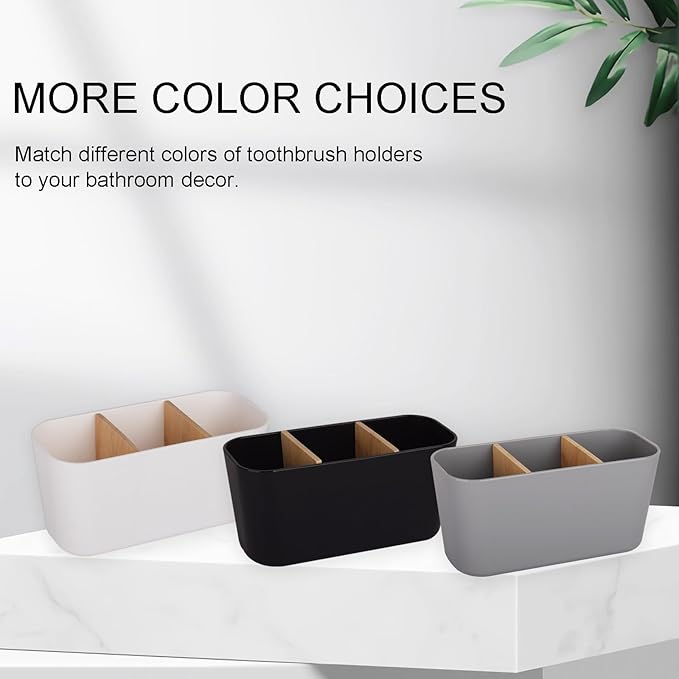 Toothbrush Holders for Bathrooms, Bamboo Tooth Brush Holder