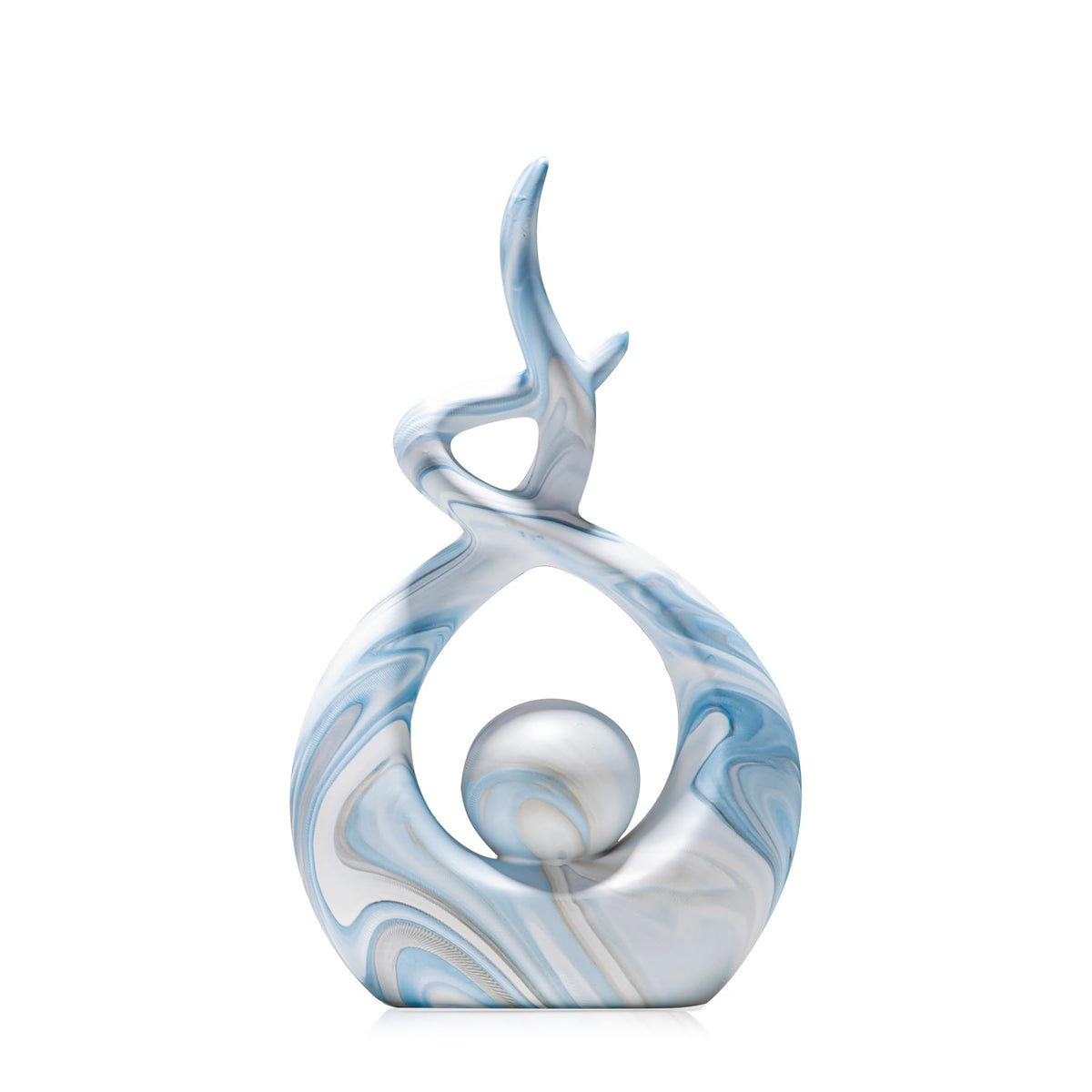 TZIZO Blue Sculpture Home Decor, Modern Living Room Decorations, Ceramic Statues Coffee Table Decor, Centerpiece for Dining Room, Abstract Art Home Décor Accents (10.91" H × 6.69" W)