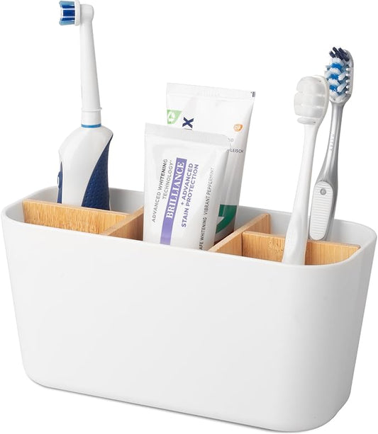 Toothbrush Holders for Bathrooms, Bamboo Tooth Brush Holder