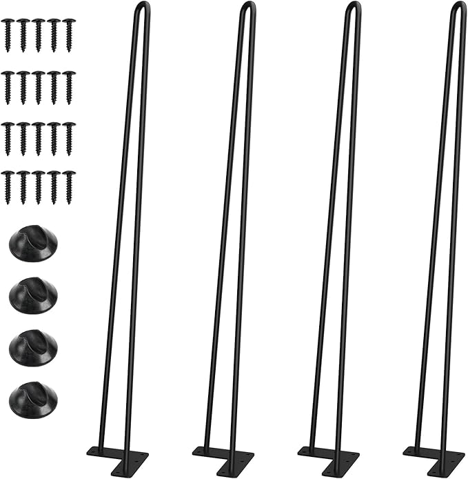 SMARTSTANDARD Hairpin Table Legs 28 Inch, 3/8" Solid Metal Legs