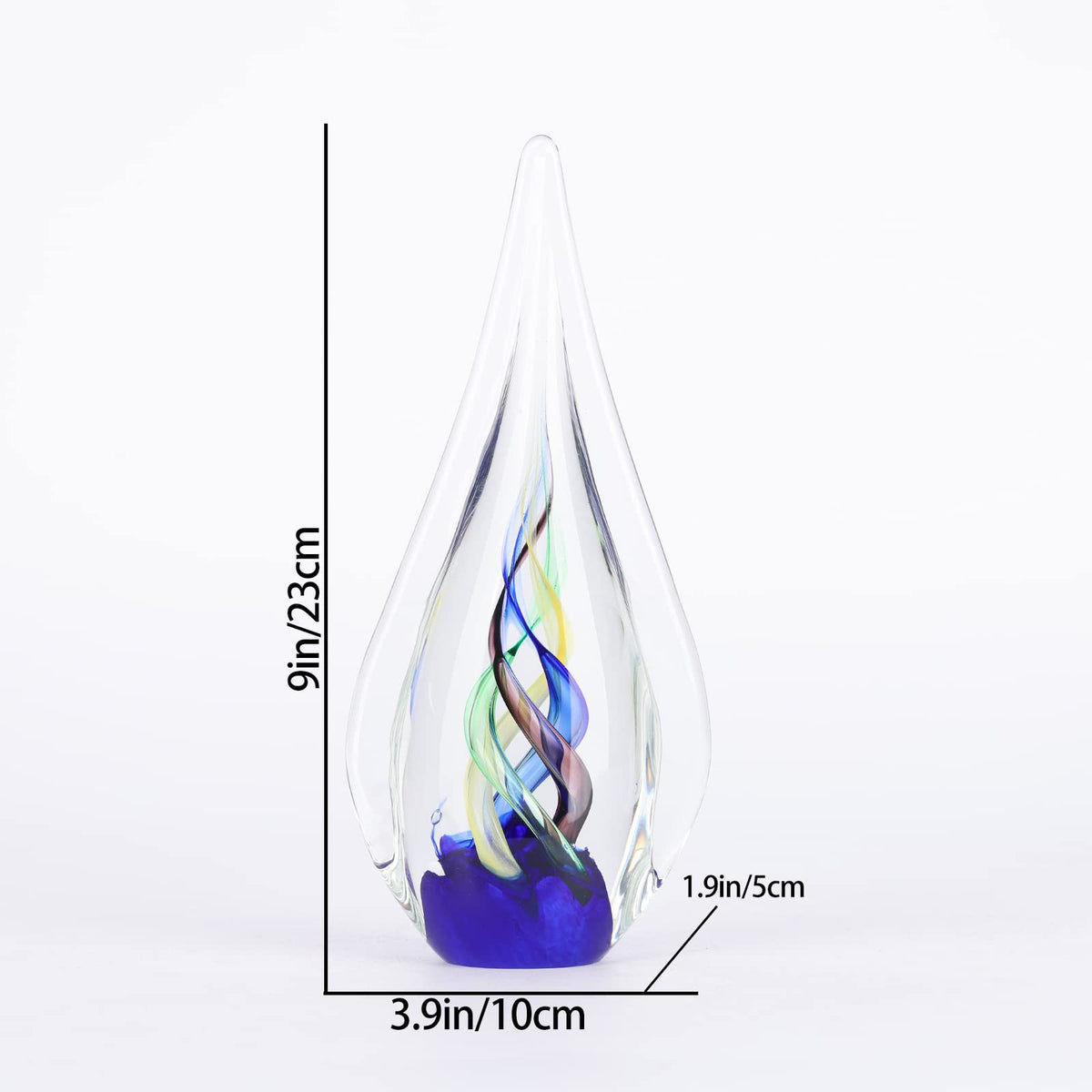 DOVDOV Blown Glass Sculpture, Blue Glass Art Collection Statue, Unique Mediterranean Water Drops Decorative Statue for Office, Bookshelf, Dresser, Living Room Coffee Table, Mantelpiece Filler