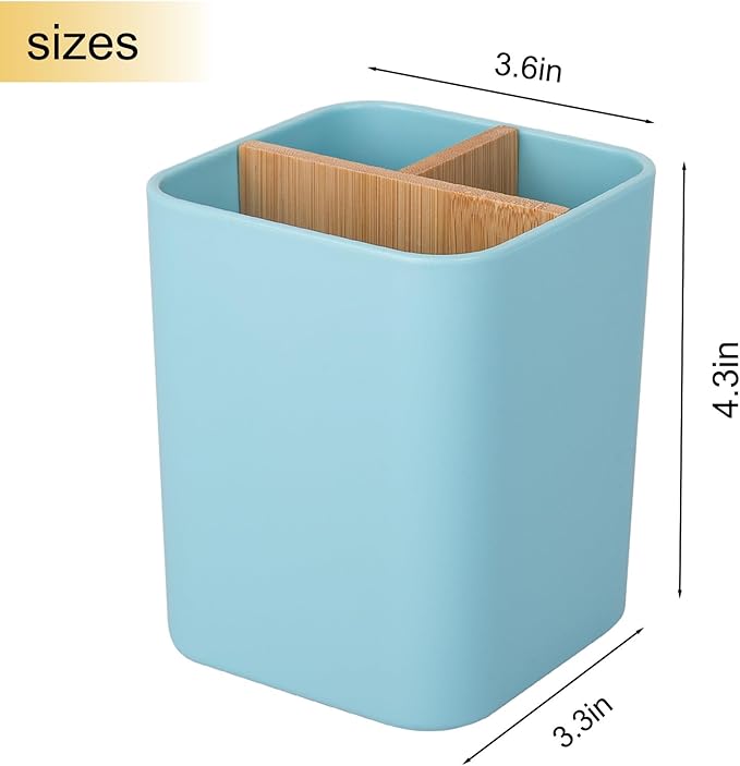 Bamboo Toothbrush Holder for Bathrooms, 3 Slots Toothbrush and Toothpaste