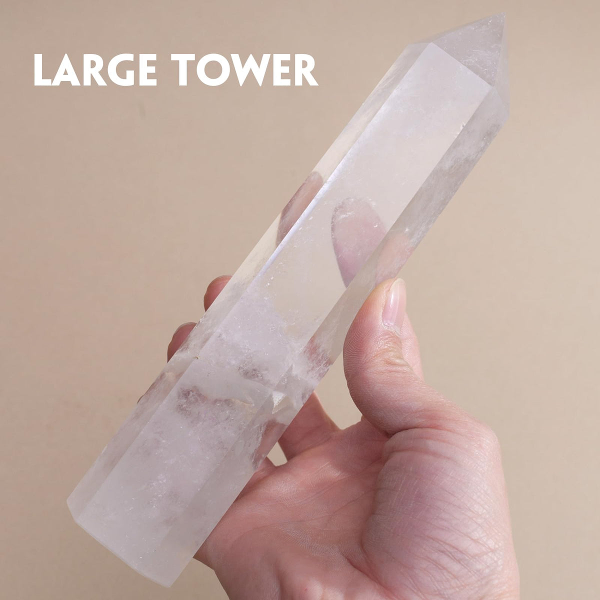 Runyangshi Large Natural Clear Quartz Chakra Crystal Tower - 7"-7.8"(18-20cm) Hexagonal Healing Crystal Obelisk for Energy Healing, Meditation, Home Decor,