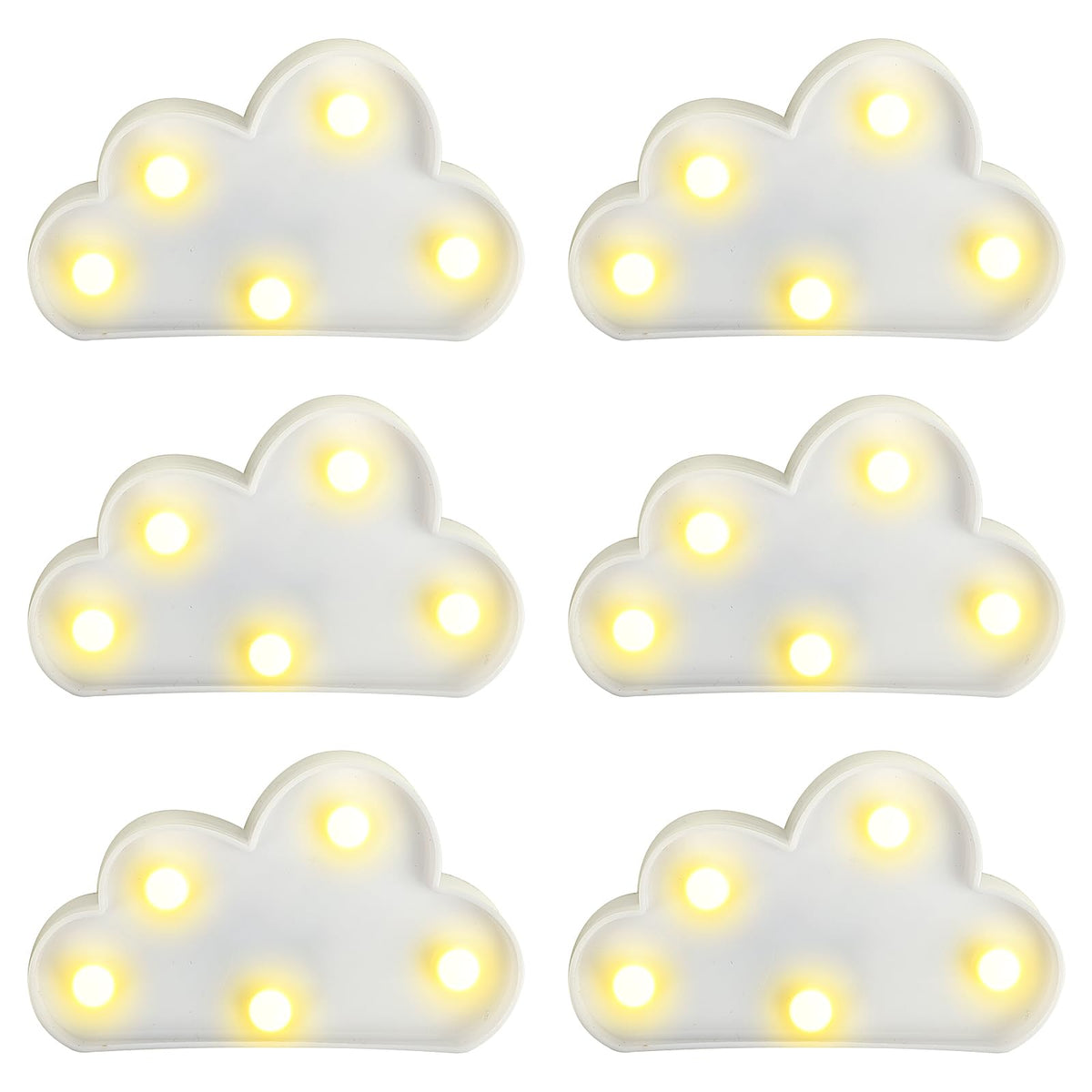 clothmile 6 Pcs LED Cloud Night Light Can Be Hung On The Wall Kids Room Room Light, Suitable for Birthday Party Holiday Decoration Baby Room Nursery Decoration (Clound-6pcs)