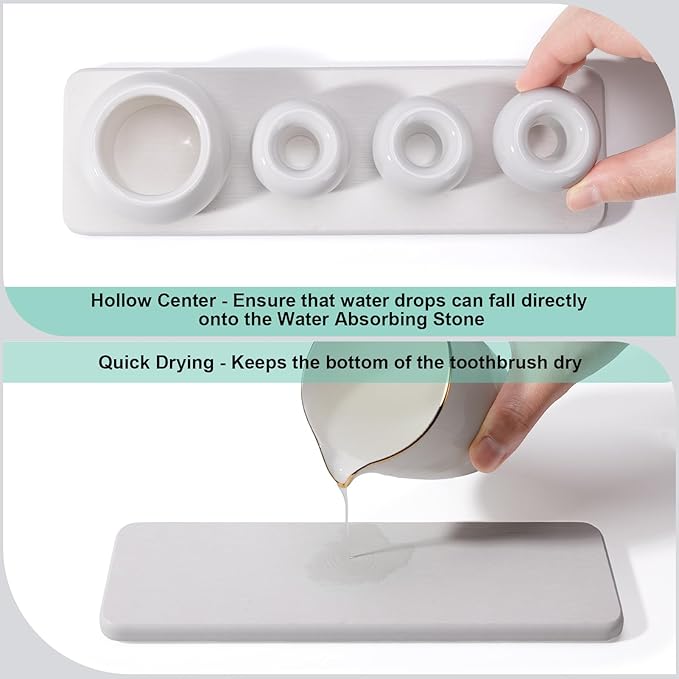 4 Pack Mini Ceramic Toothbrush Holder Stand
