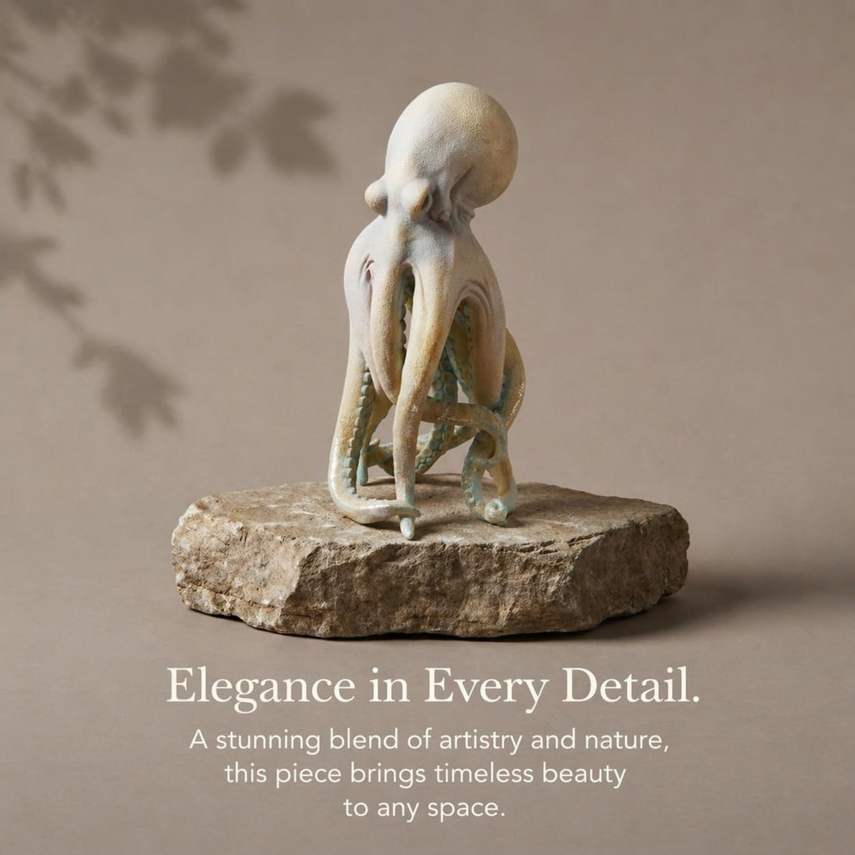 The Bridge Collection Resin Octopus Figurine – Coastal Octopus Statue with Detailed Tentacles – Nautical Ocean Marine Life Tabletop Figurine
