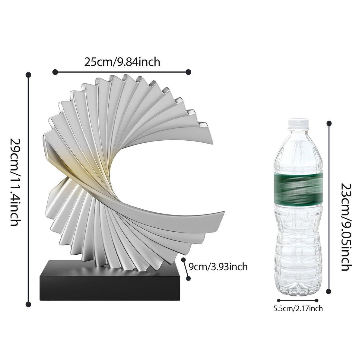 Paytonture Ocean Wave Sculpture - Modern Funky Abstract Statue, Resin Wave Sea Ornament for Home Office Desk Shelf Accents (Silver)